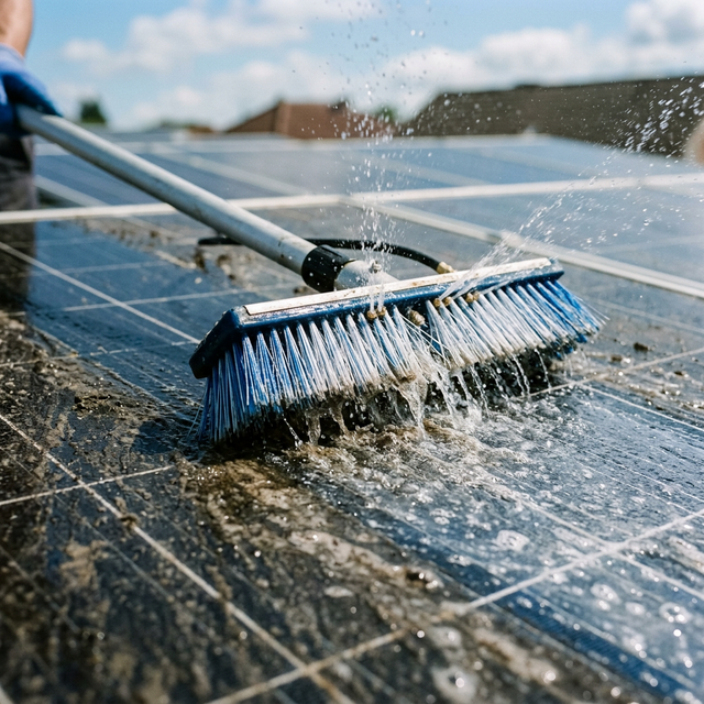 Operario realizando limpieza con agua purificada